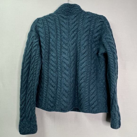 Women's Blue Cable Knit Cardigan - Picture 6 of 11